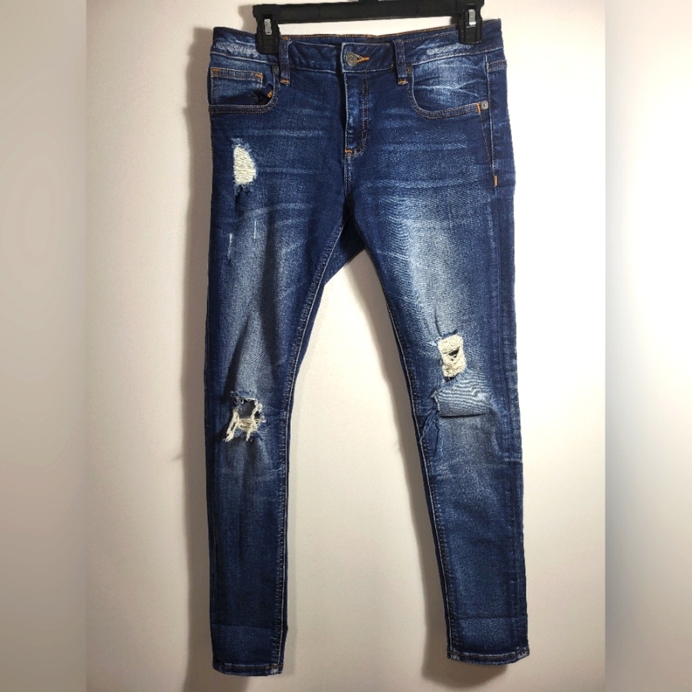Miss Me blue standard skinny distressed jeans women's 27  #1907